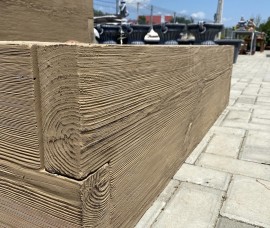 Decoratiune Element beton lemn prelucrat 128x29 cm, culoare compusa